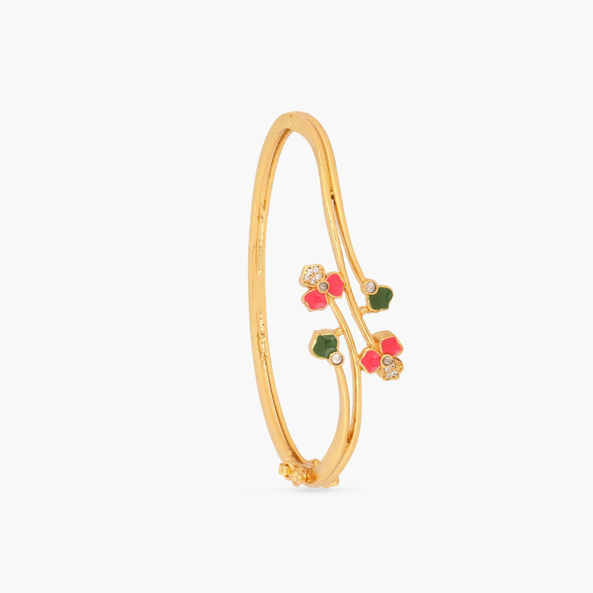 Pansy Floral CZ Simple Cuff Bracelet