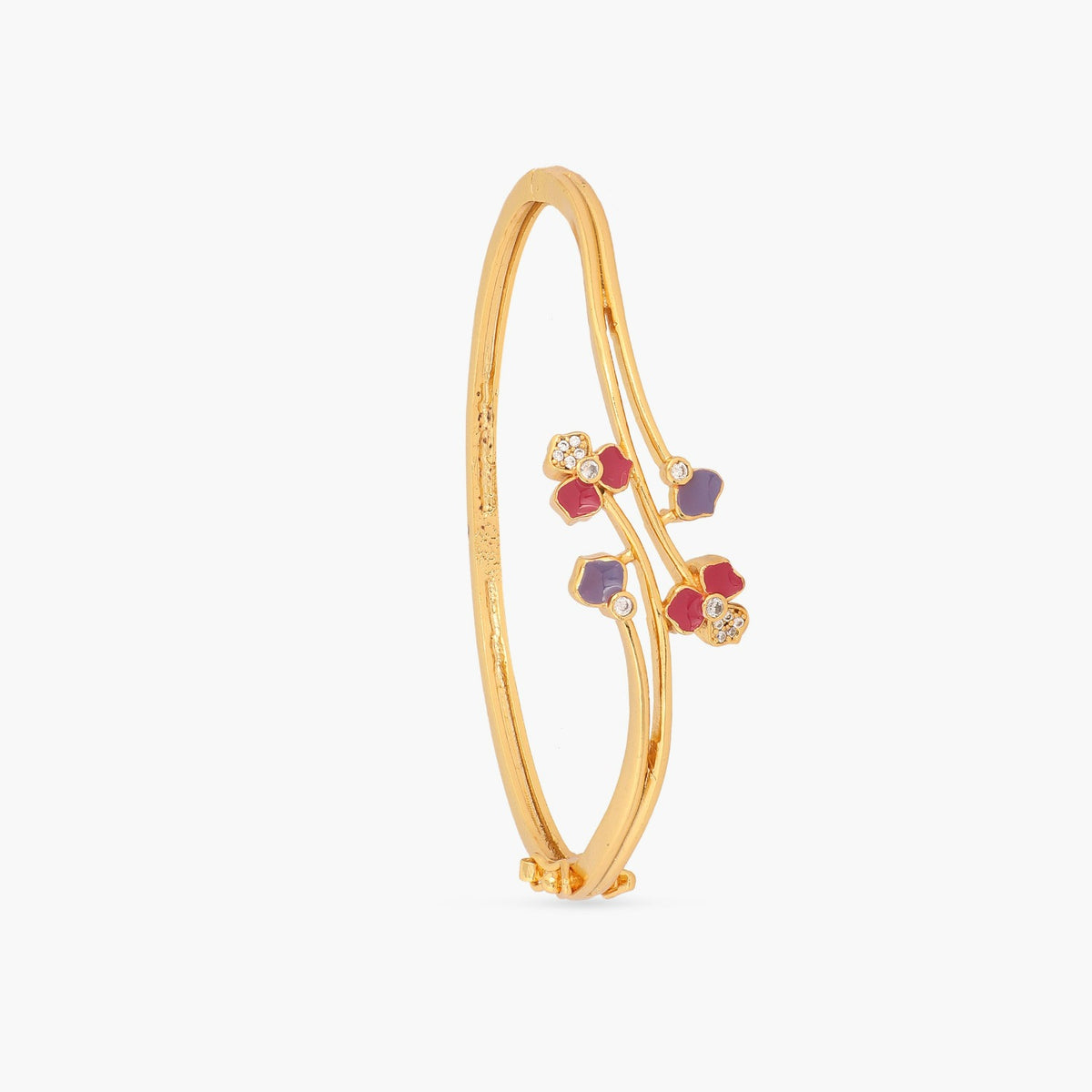 Pansy Floral CZ Simple Cuff Bracelet
