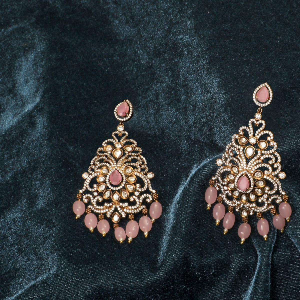 Beryl Nakshatra CZ Chandelier Earrings