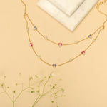 Pansy Floral CZ Statement Two Layer Necklace