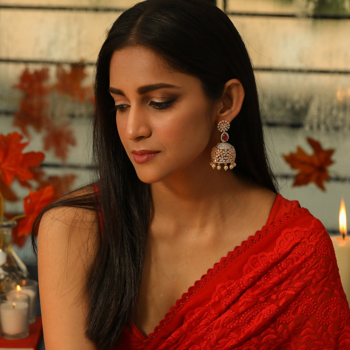 Terra Nakshatra CZ Jhumka Earrings