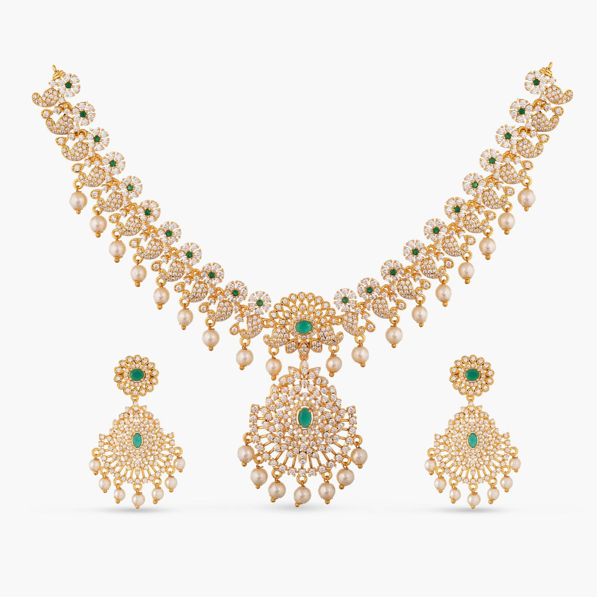 Floral Bling Nakshatra CZ Necklace Set