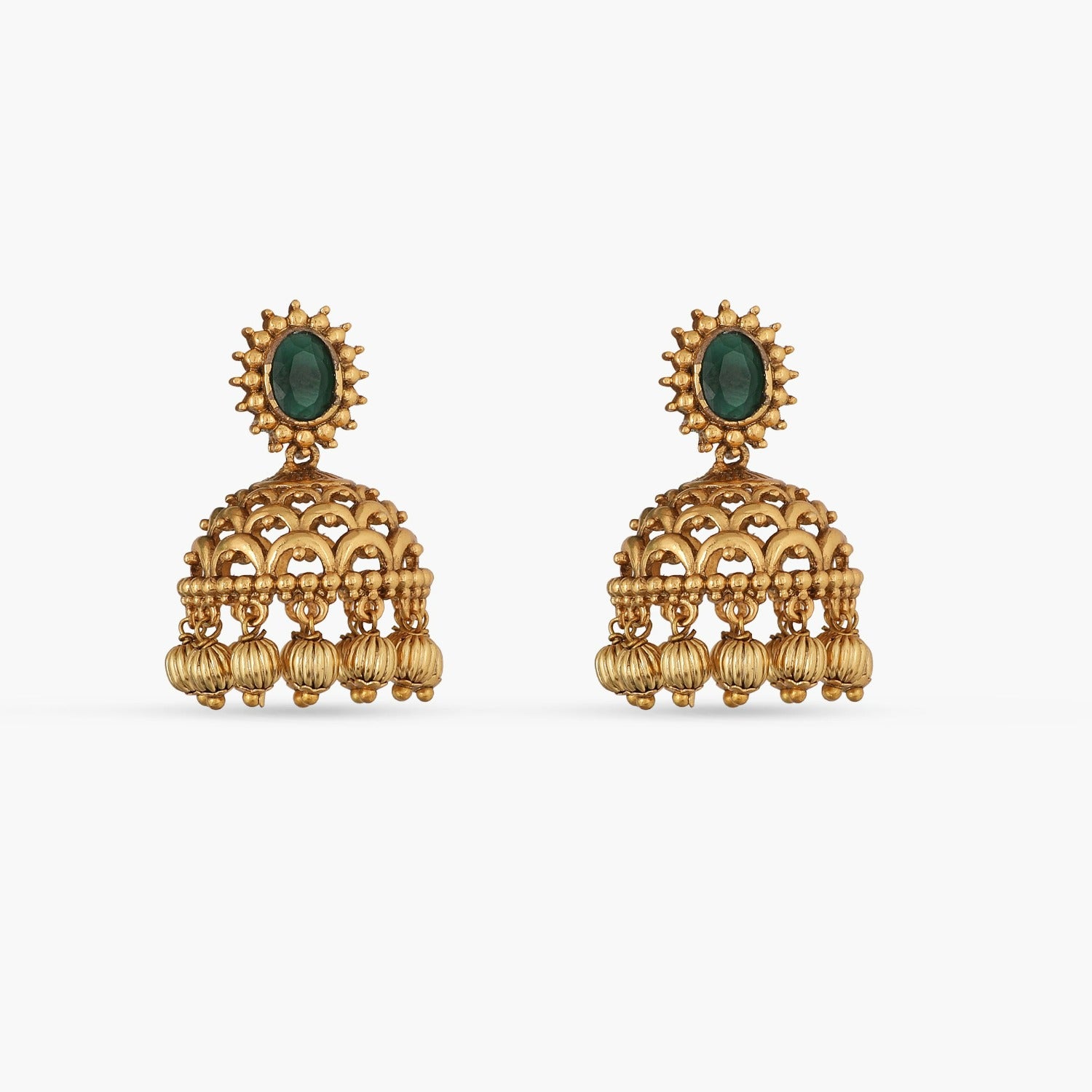 Buy South Indian Gold Traditional Big Earrings for Wedding