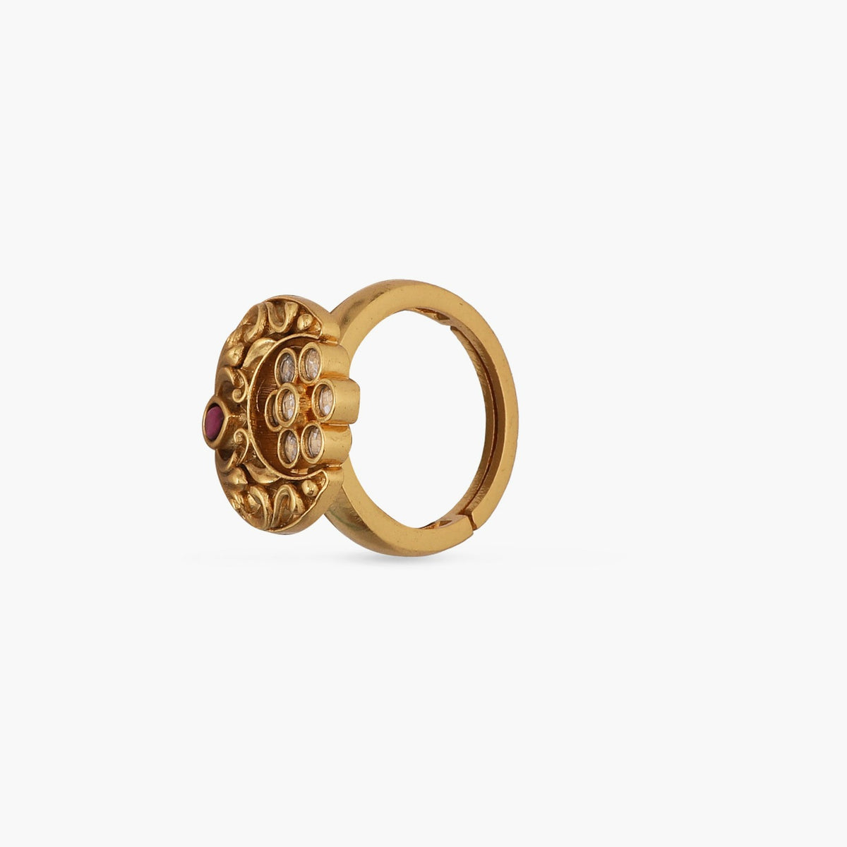 Classic Floral Crescent Antique Ring