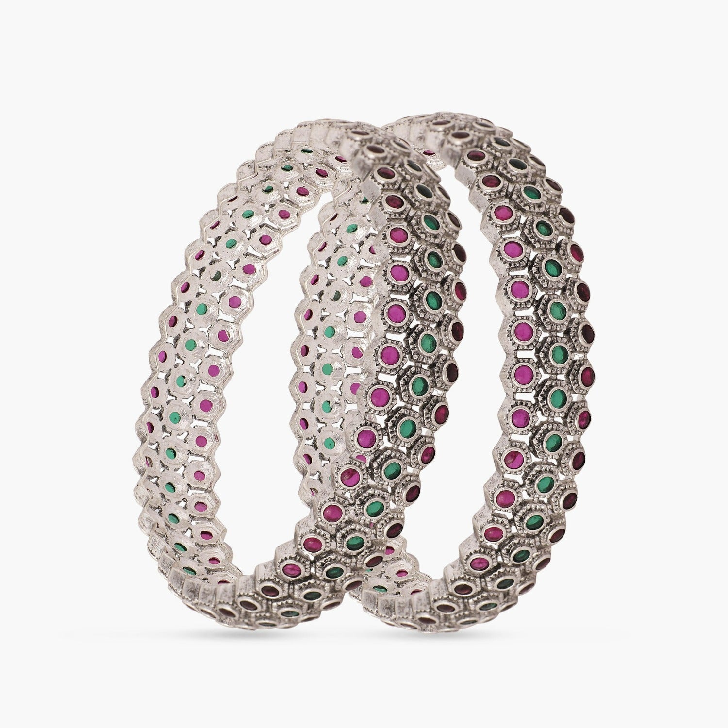 Maati Floral Filigree Antique Oxidized Bangles