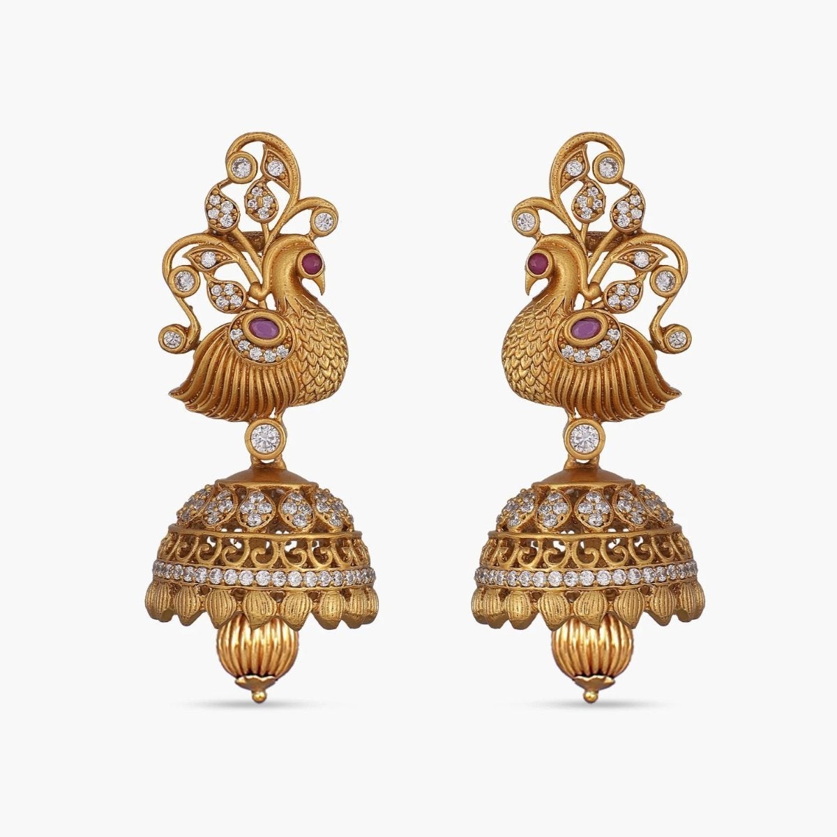 Elegant off White Pearl and Stone Designer Gold Plated Drop Jhumka Earring  - Styylofashion
