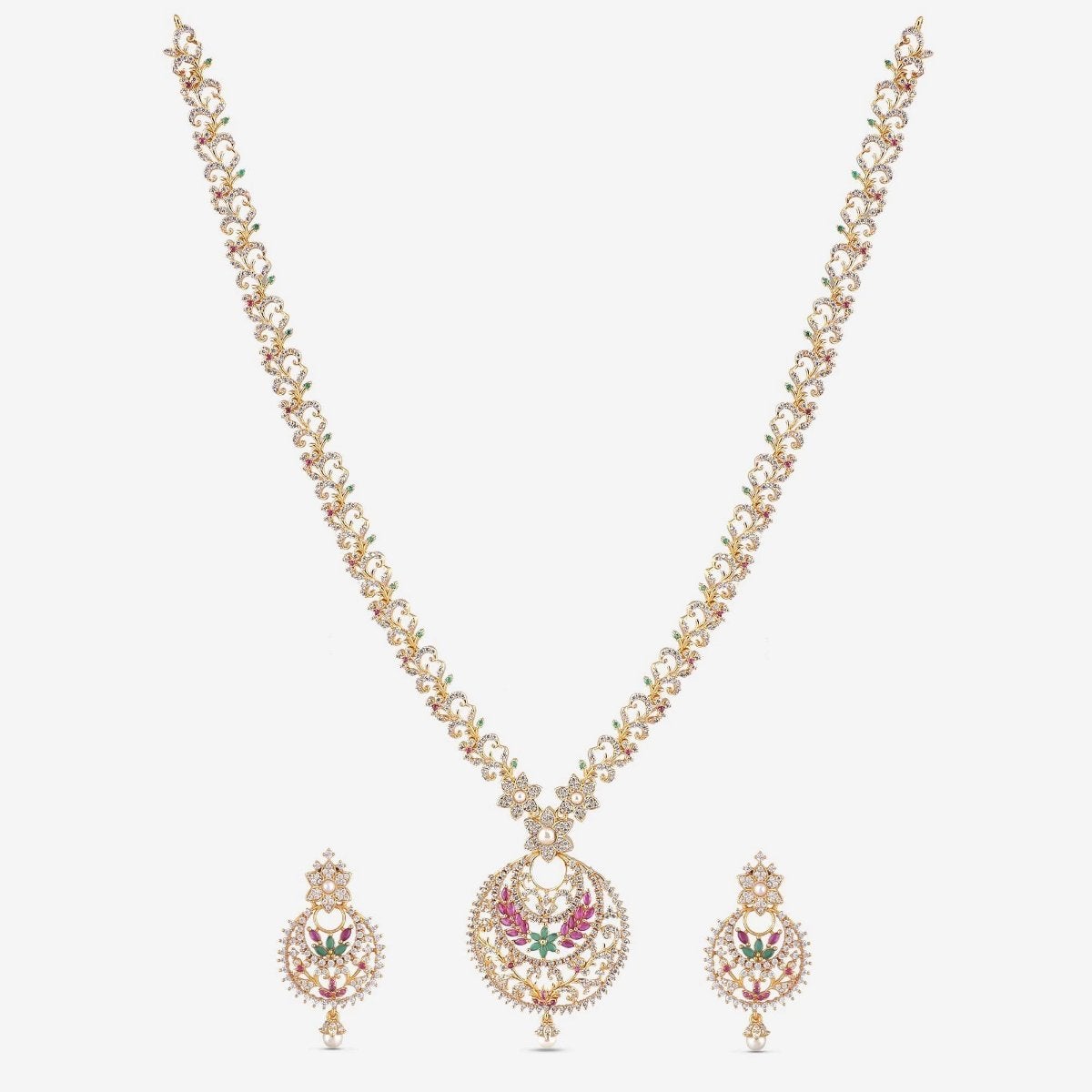 Tiah Nakshatra CZ Long Necklace Set