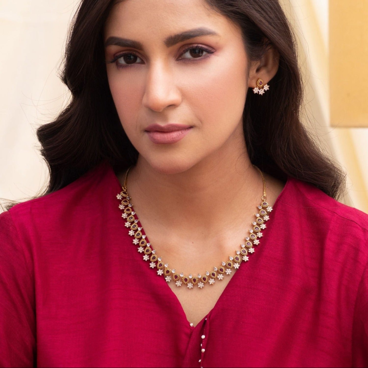 Floral Bloom Antique CZ Necklace Set