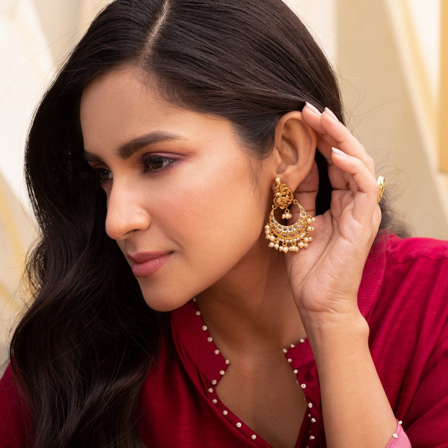 Peacock Classic Antique Chandbali Earrings