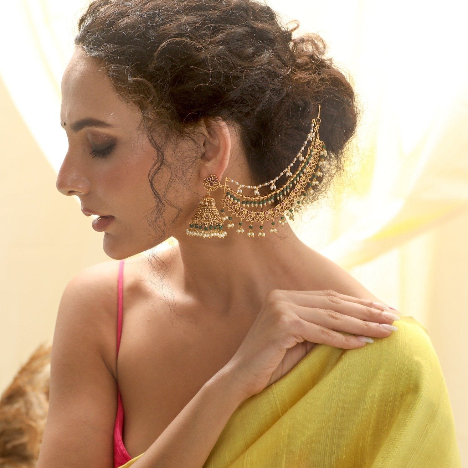 Gold Finish Pearl Long Jhumka Earrings Design by Saga Jewels at Pernia's  Pop Up Shop 2024