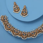 Antique Gold Plated Vaikha Necklace Earrings Set
