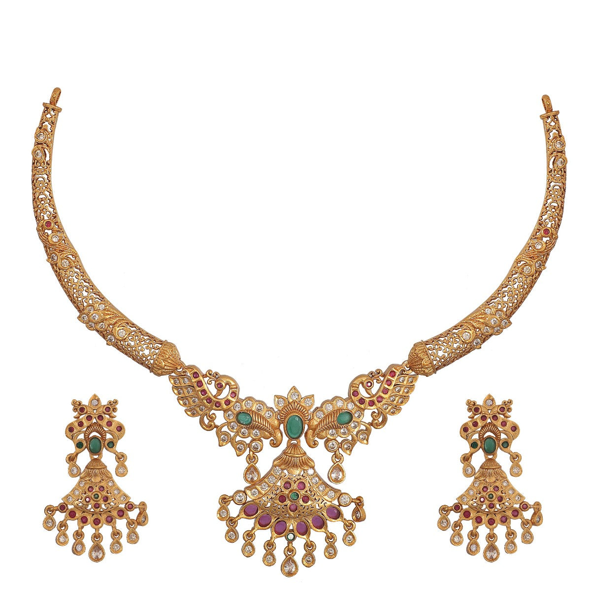 Buy JSD Gold-Plated Metal Earring and Necklace Set (Gold) Online at Best  Prices in India - JioMart.