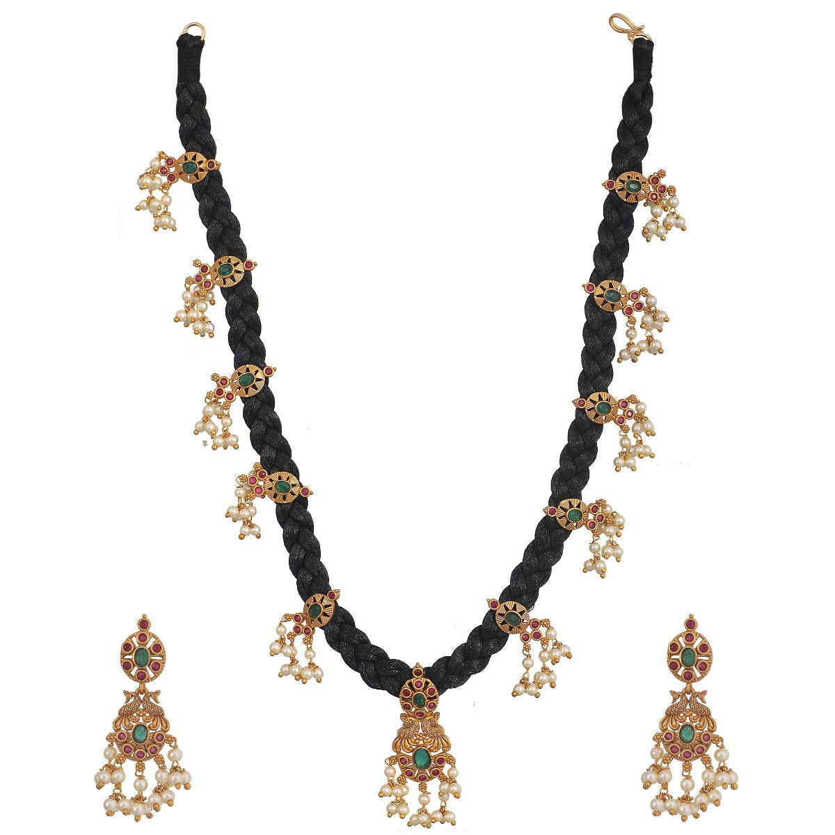 Antique Gold Plated Long Haram 3 Line Necklace