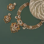 Antique Gold Plated Vira Necklace Earrings Set