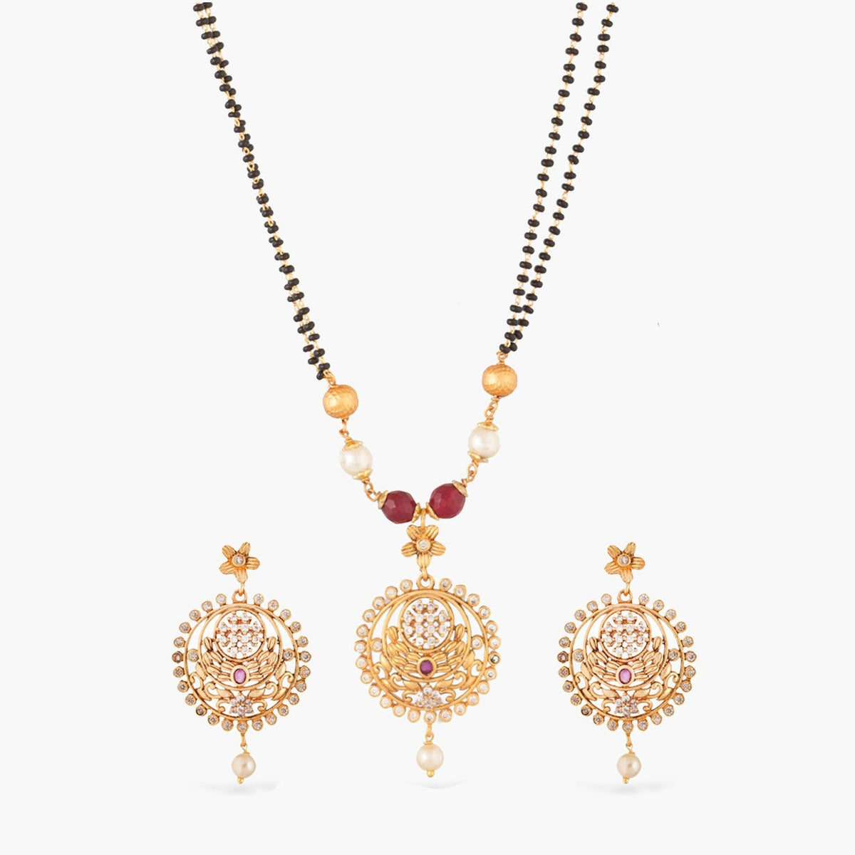 Anjum Black Beads Necklace Set by Tarinika