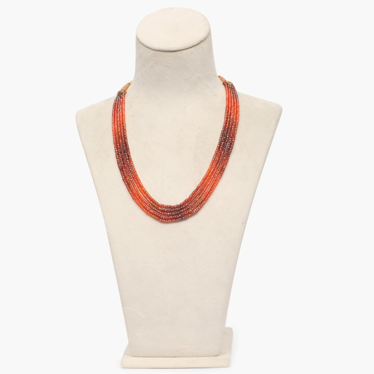 Dark Orange Shaded Cubic Zirconia Faceted Beads Necklace