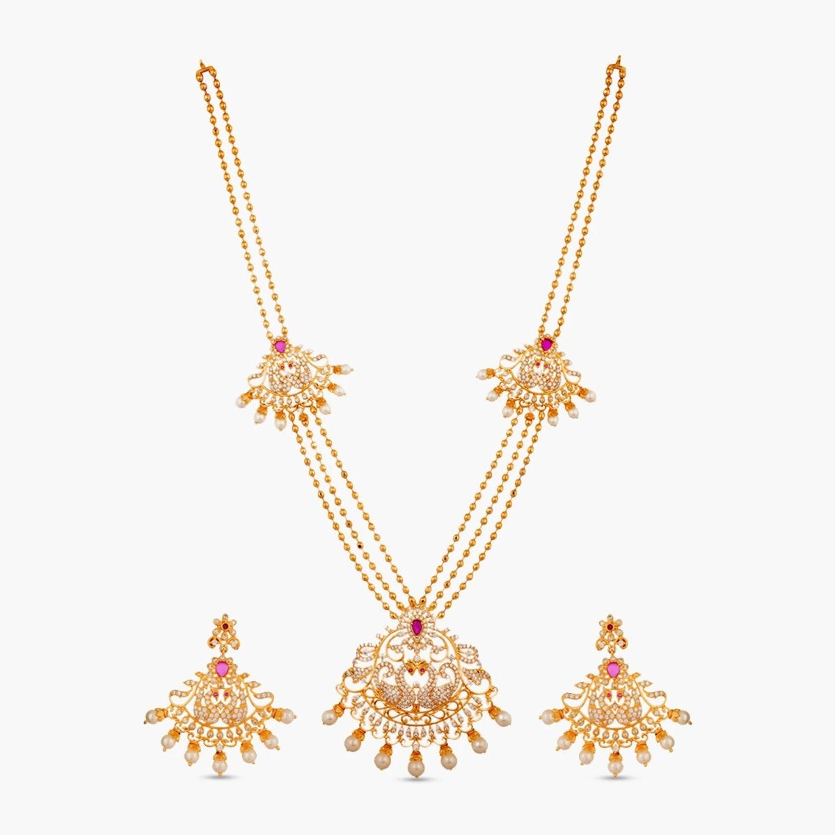 Seher Nakshatra CZ Long Necklace Set
