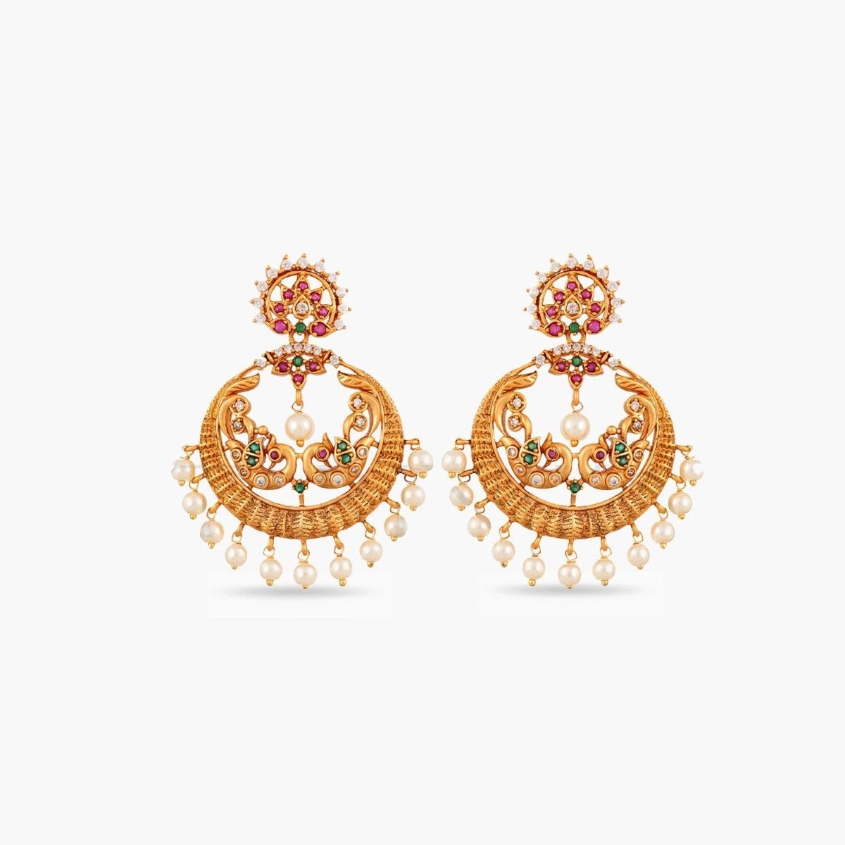 1 gram gold plated chand bali ear rings with jhumka – The Raj Ratna