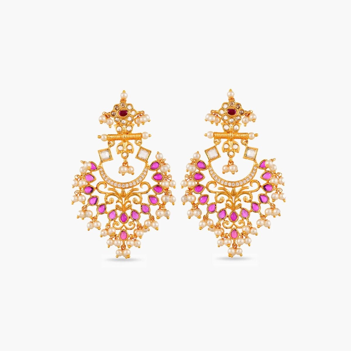 Motiya Nakshatra CZ Chandbali Earrings