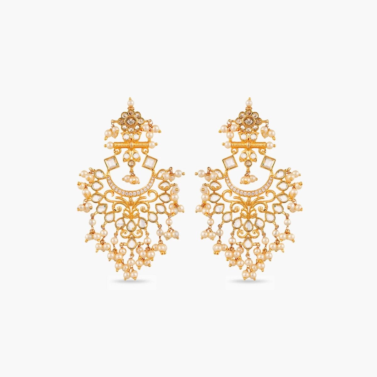 Motiya Nakshatra CZ Chandbali Earrings