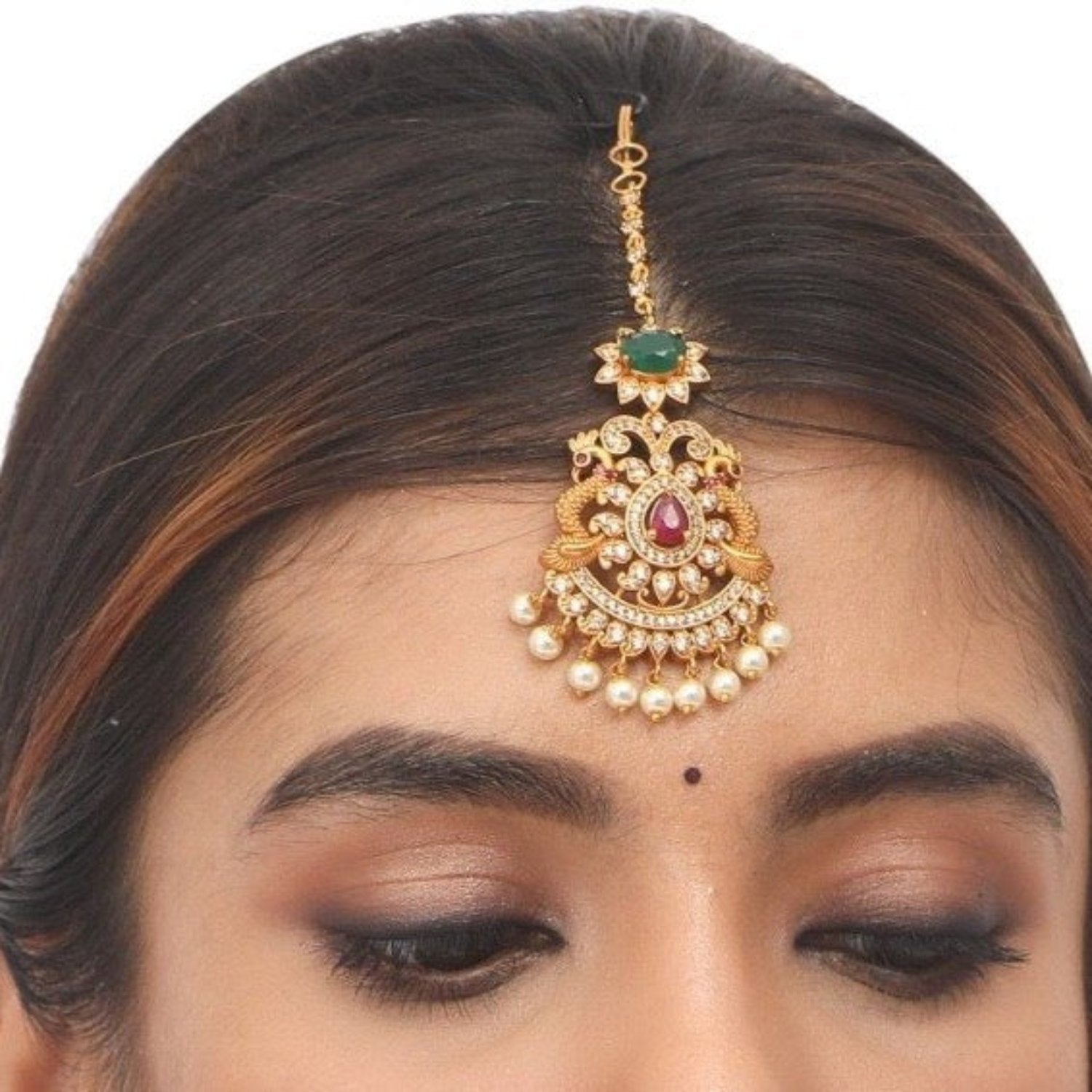 Antique Gold Plated Viksha Maang Tika
