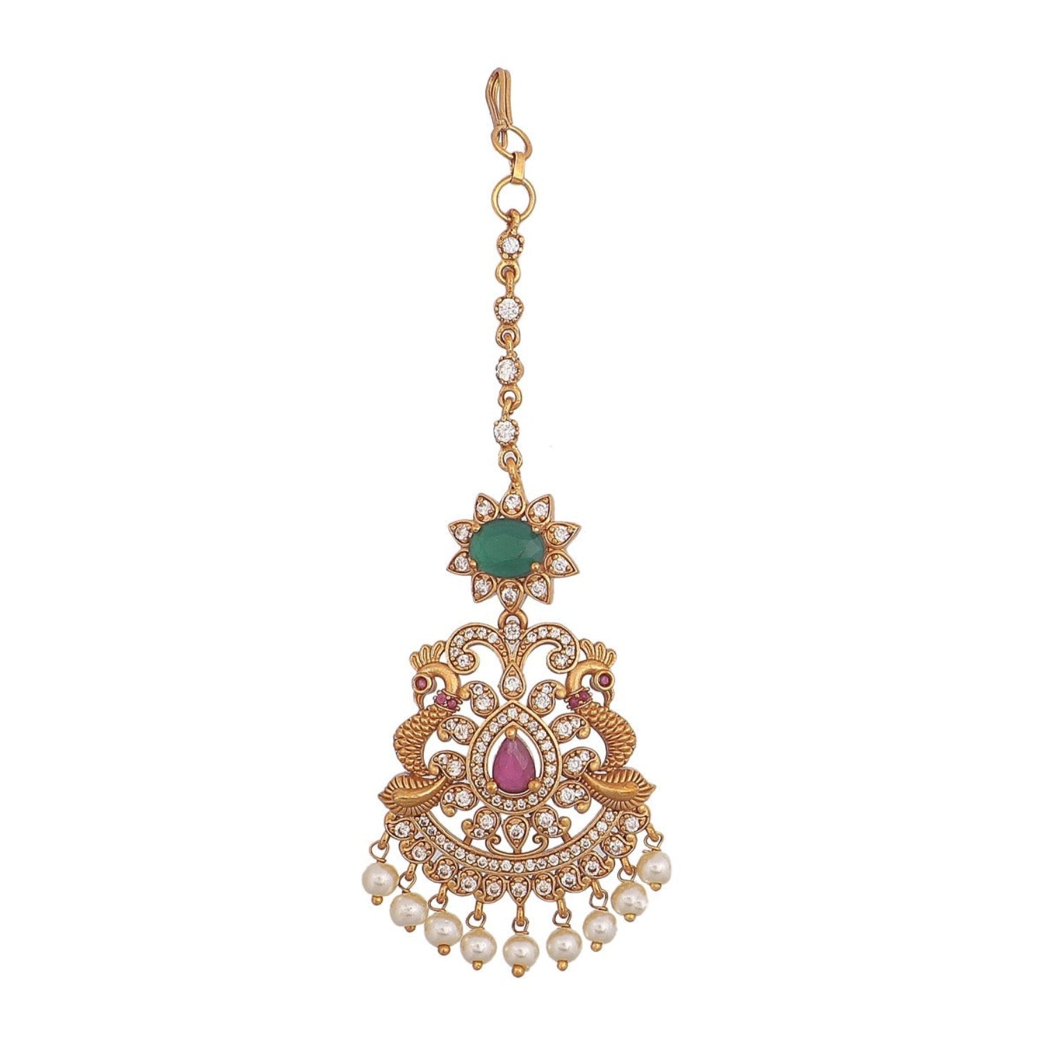 Antique Gold Plated Viksha Maang Tika