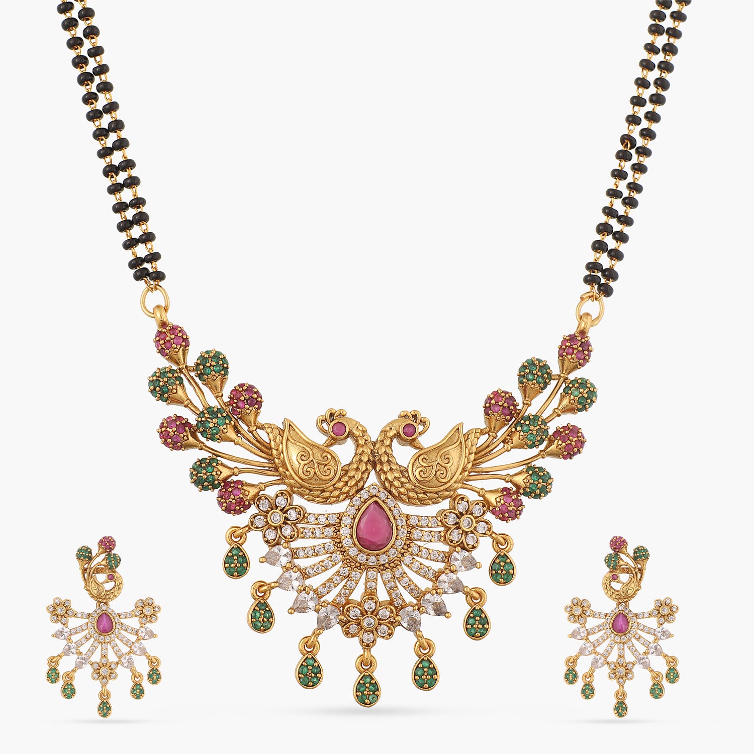 Mani Gold Beads Long Chain Designs Black Beads Mani Necklace