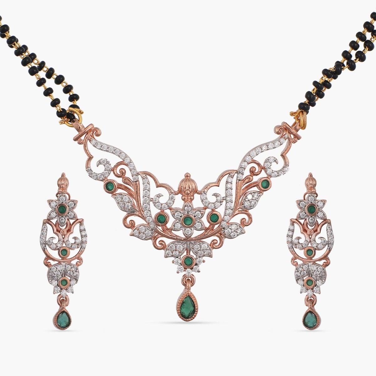 Black Beads Necklace, Big Pendent Indian Mangalsutra, Ruby-cz Pendant  Mangalsutra, Wedding Jewelry, Black Beads Necklace, Nallapoosalu - Etsy
