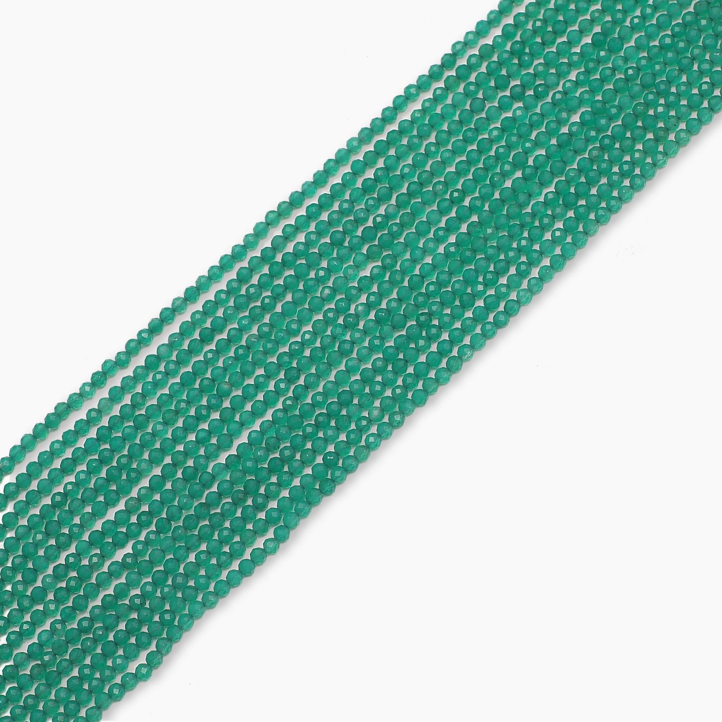 Green Onyx Diamond Cutting Beads-Sold Per Strand