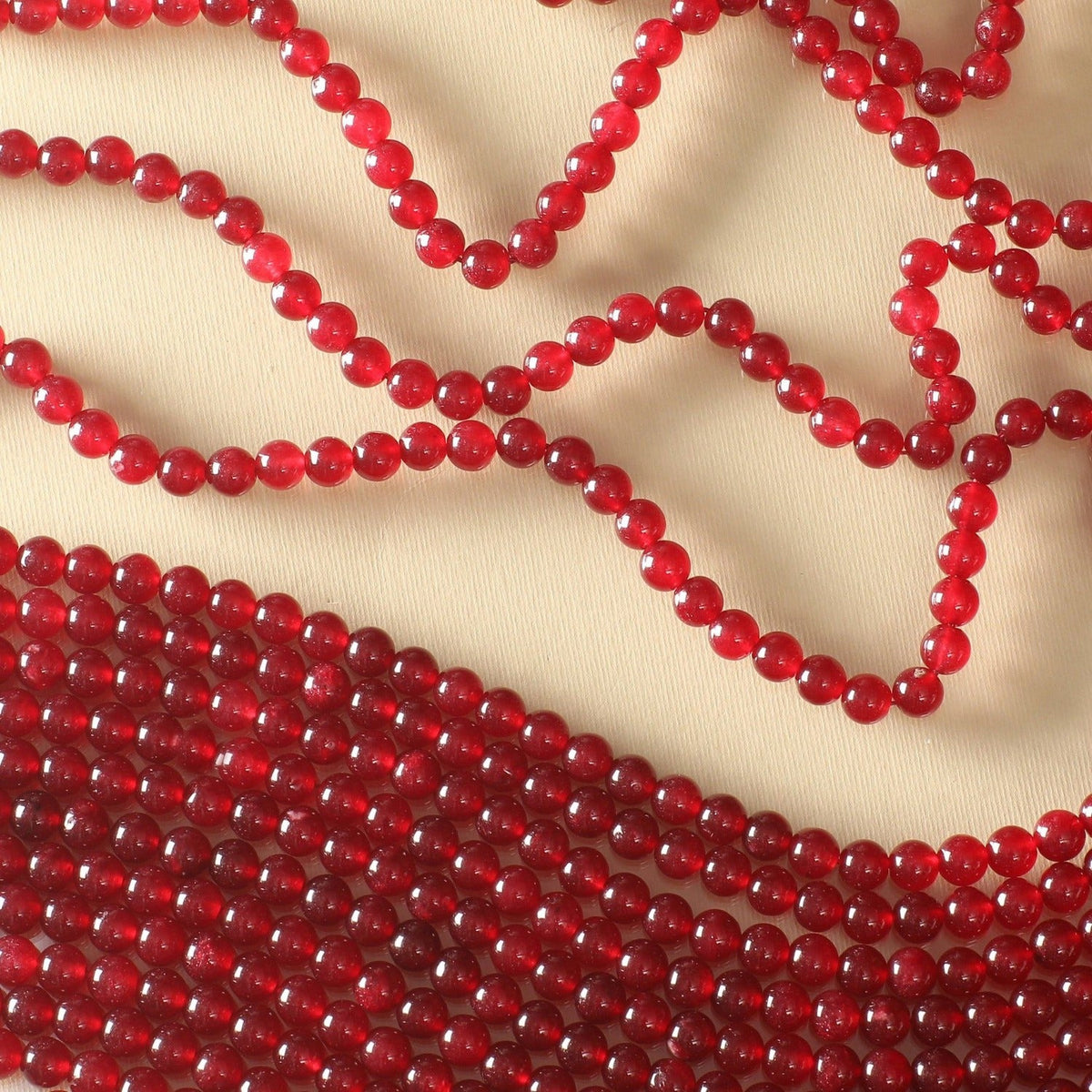 Red Jade Dyed Quartz 5mm Beads- Sold Per Strand