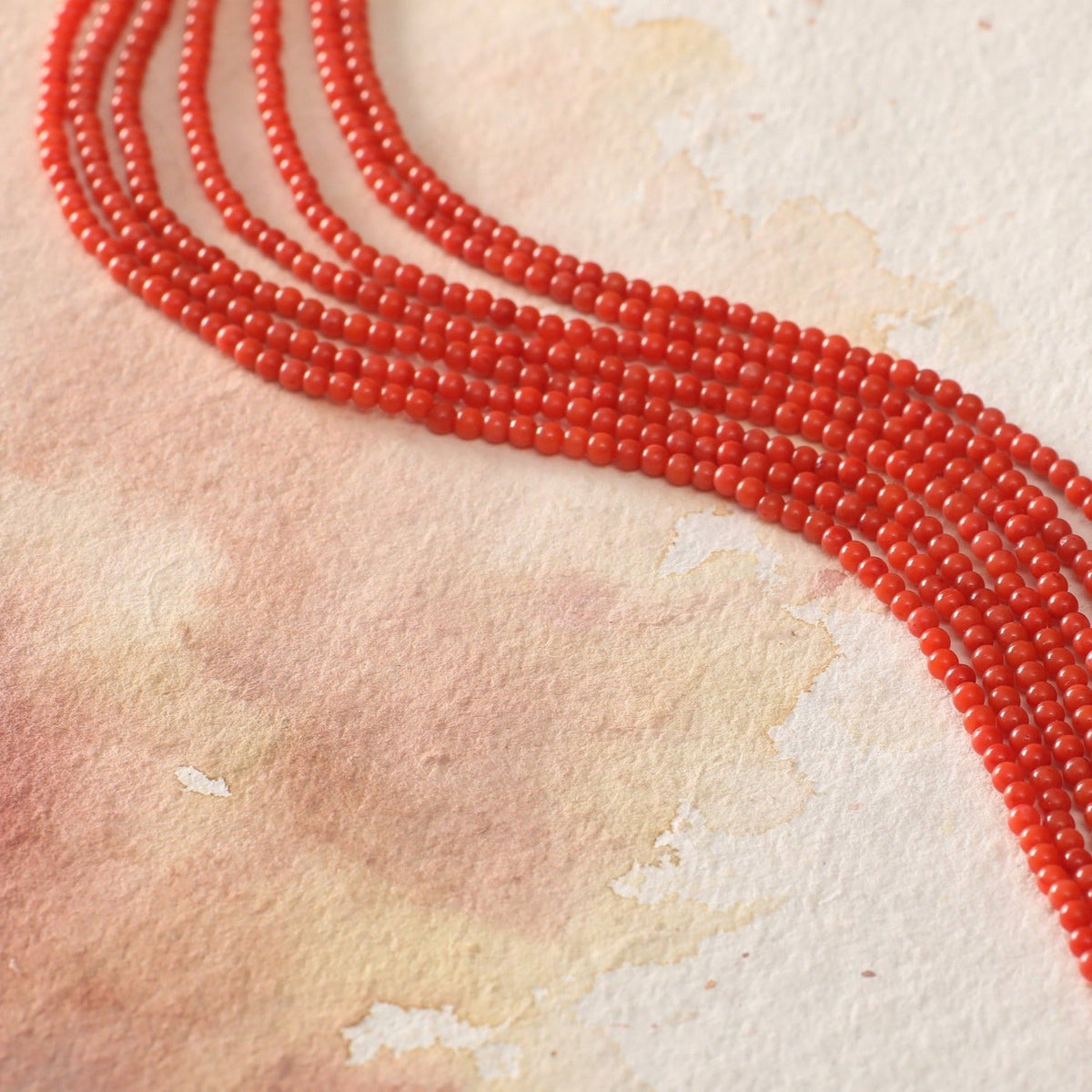 Taiwan Red Coral Semi Precious Gemstone Beads 4.5mm- Sold Per Strand