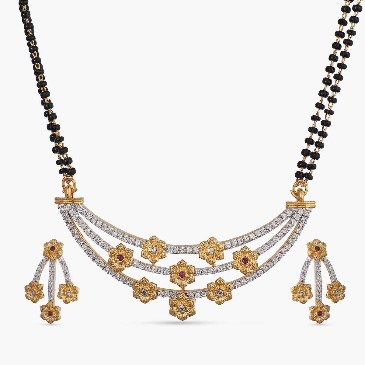 Chaitra Black Beads Necklace Set 