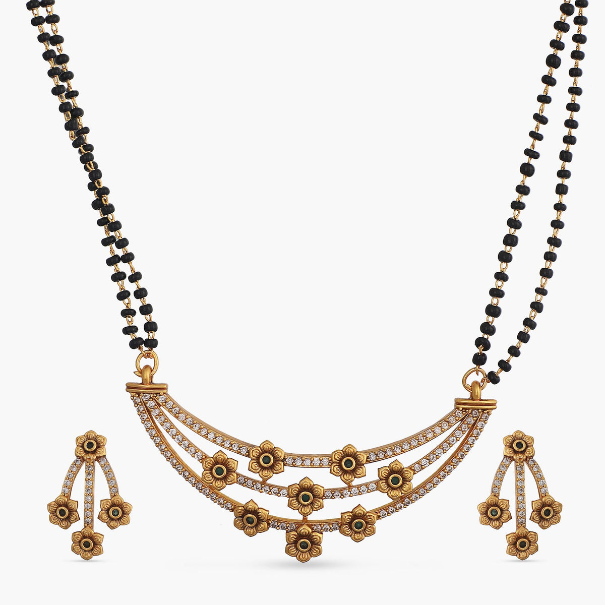 Chaitra Black Beads Necklace Set 