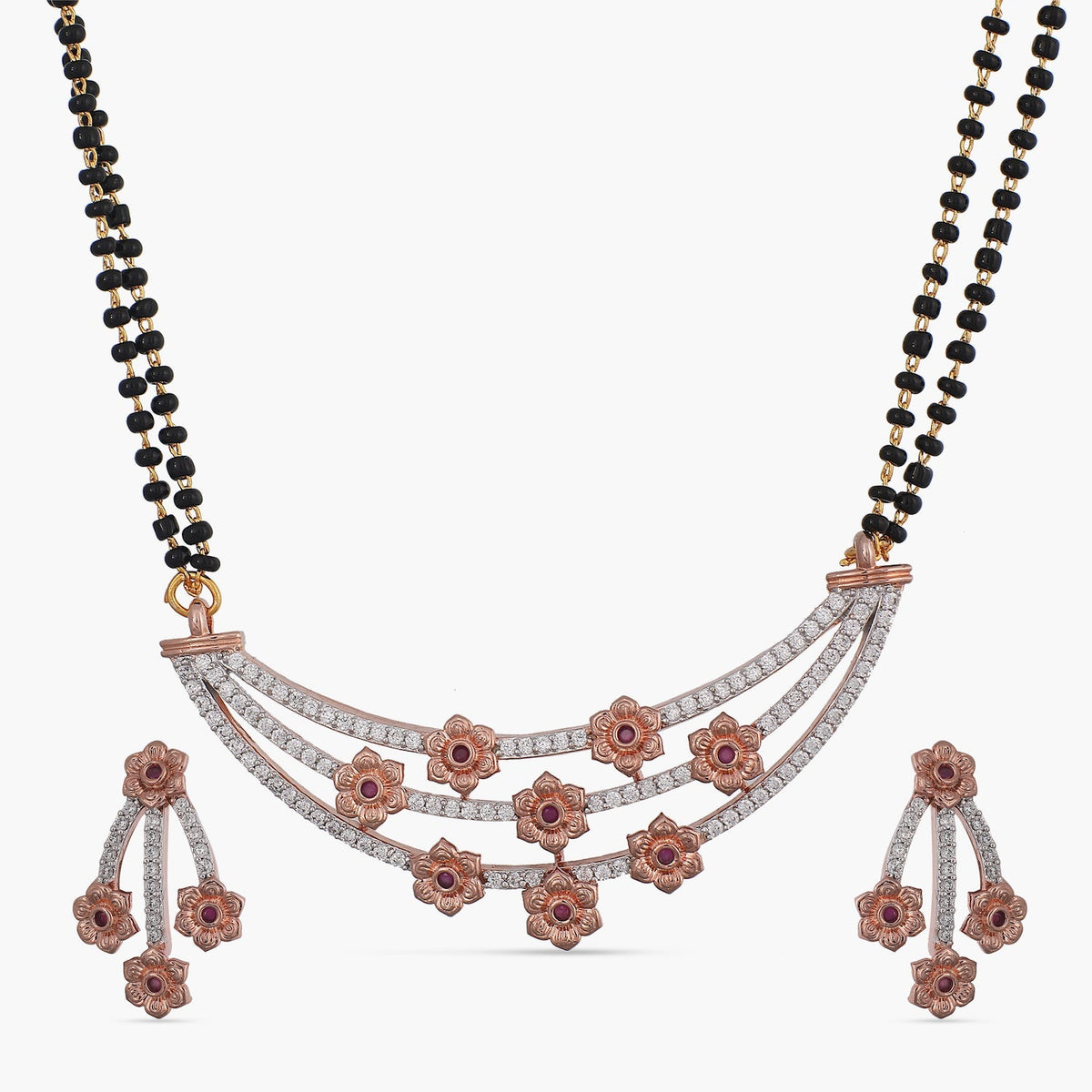 Chaitra Black Beads Necklace Set