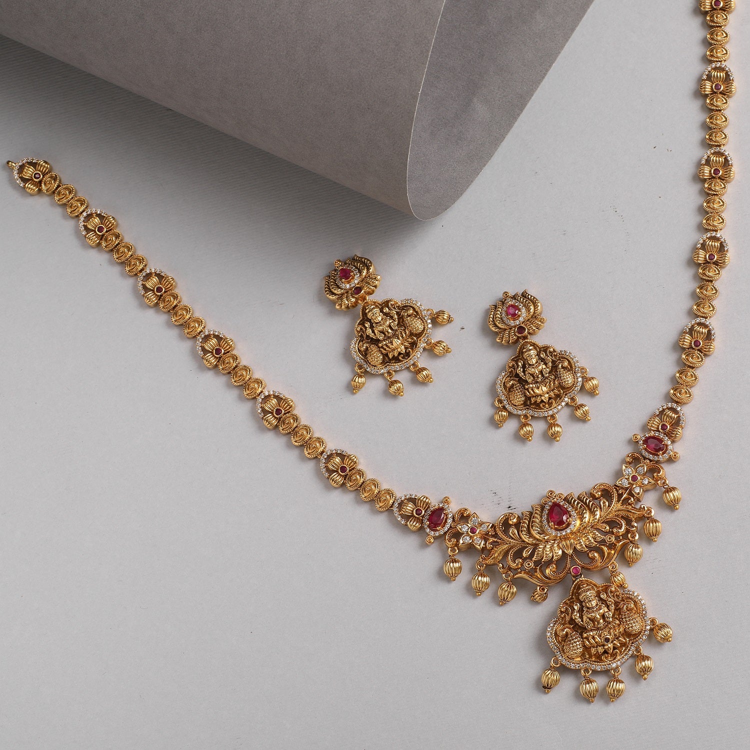 Tarinika Mrinali Antique Long Necklace Set Indian Jewelry