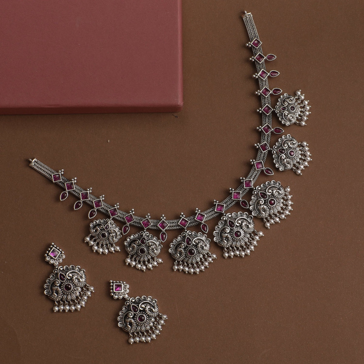 Mura Antique Oxidized Necklace Set