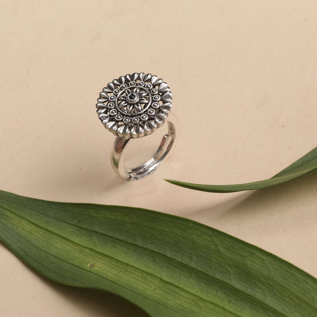 Maati Floral Antique Oxidized Ring