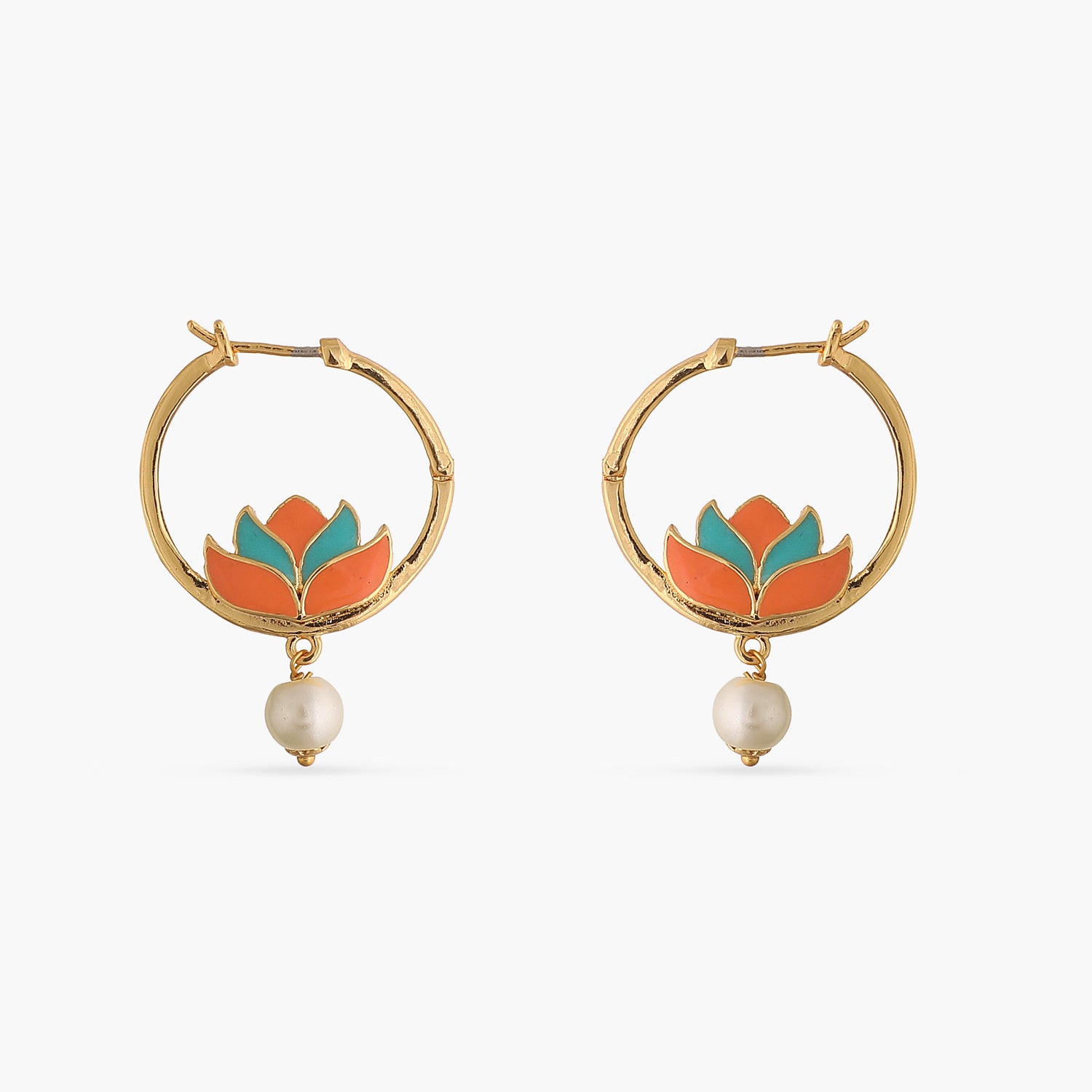 Jalaja Lotus Motif Hoop Earring 