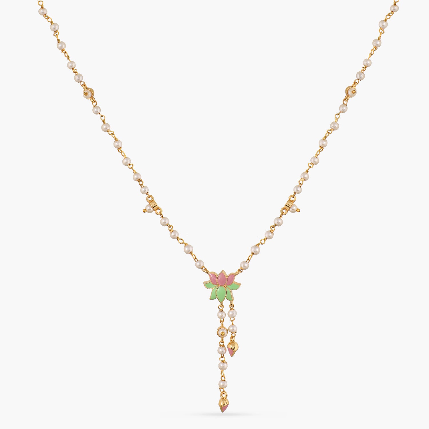 Jalaja Lotus Motif Tie-Chain Necklace