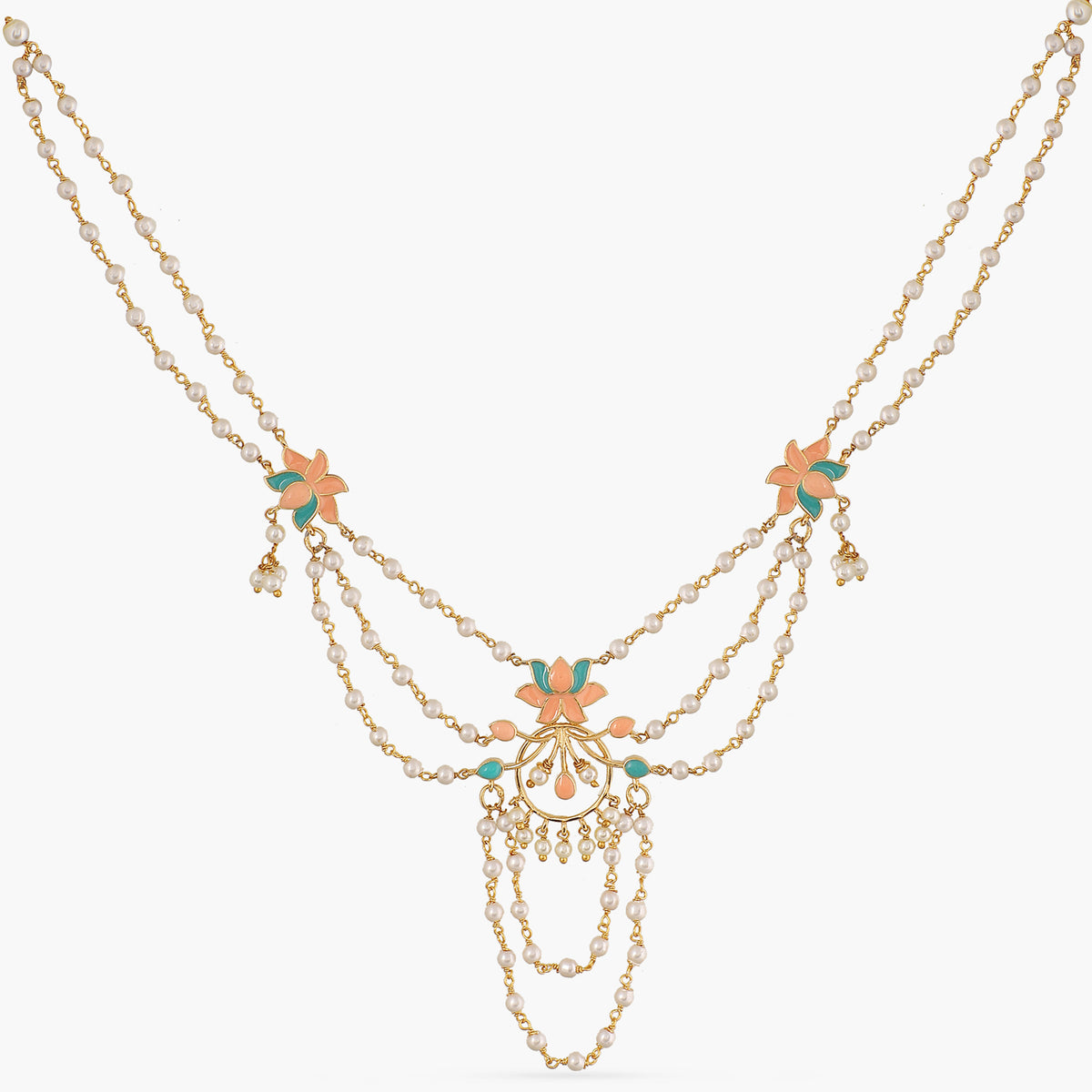 Jalaja Lotus Center Layered Pearl Necklace