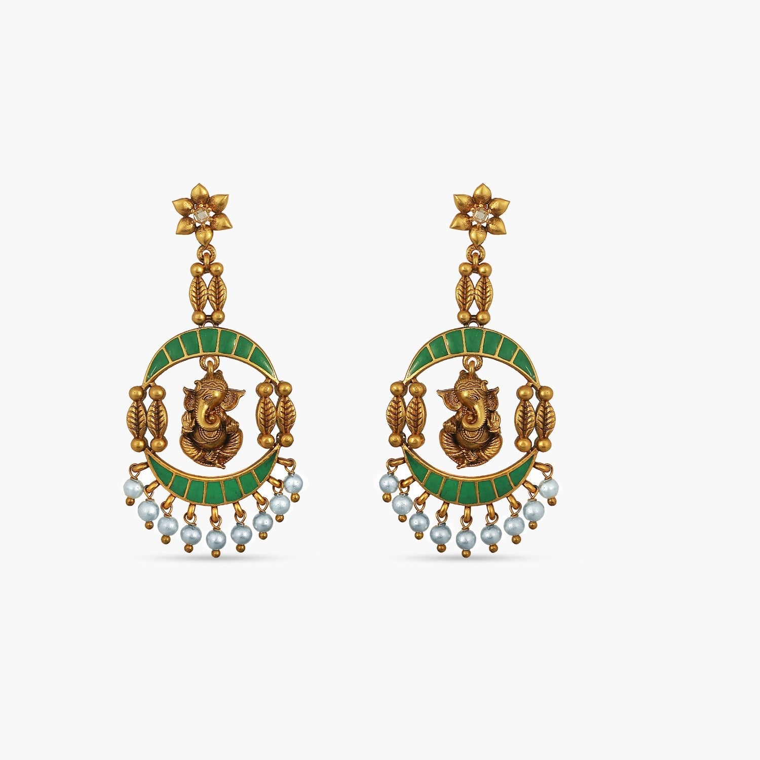 Beautiful Ganesha Enamel Antique Earrings 