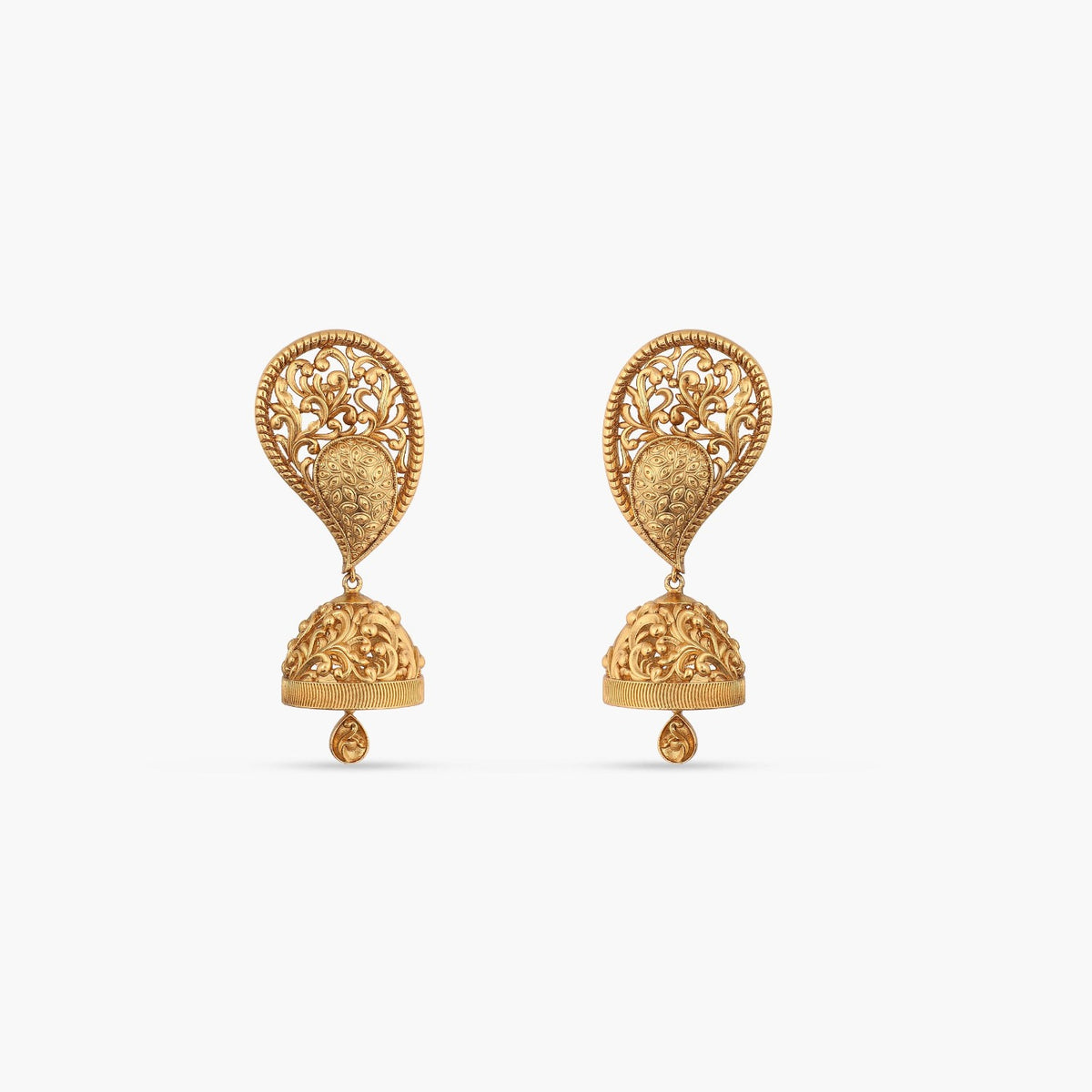 Azba Mango Motif Statement Antique Jhumka Earrings