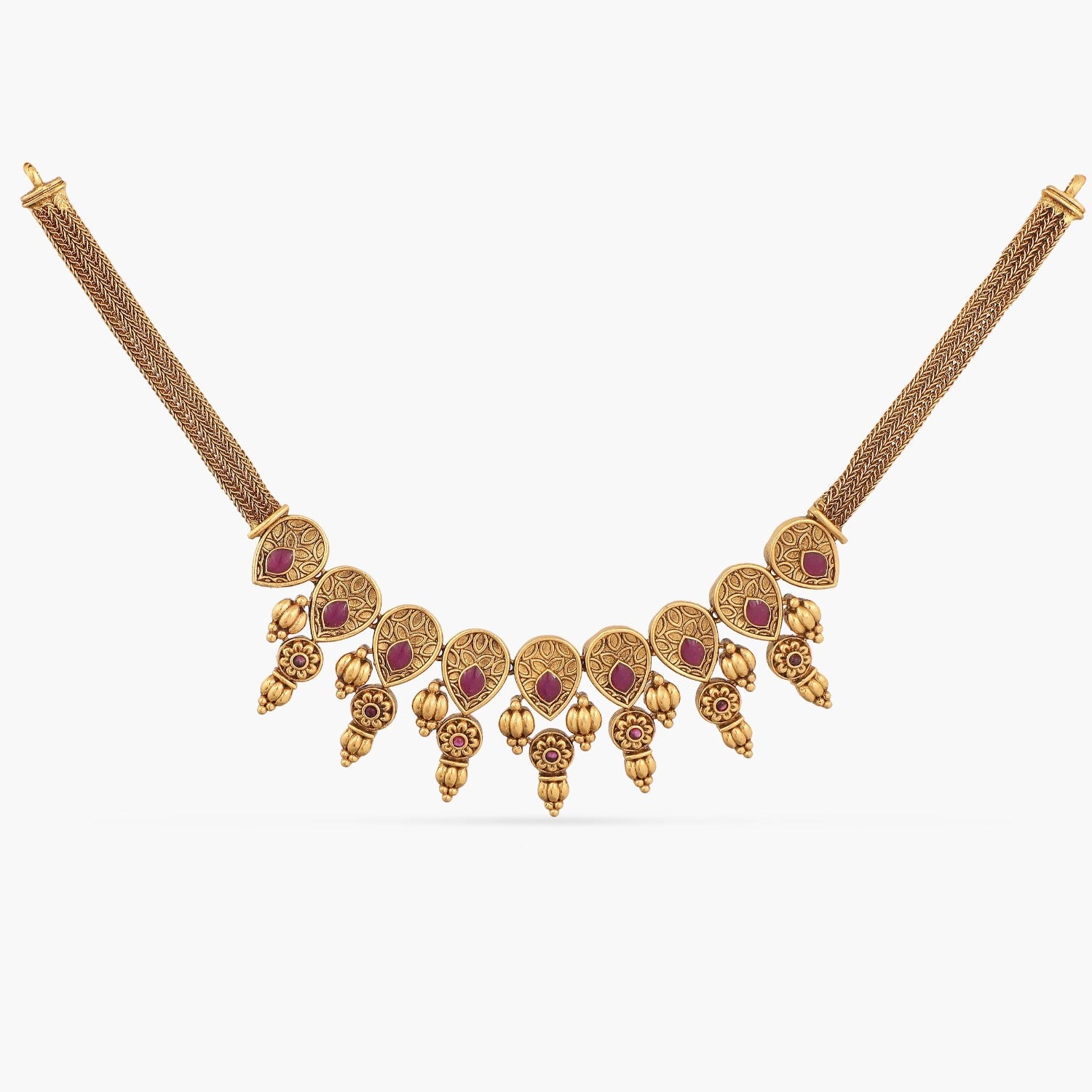 Buy Azba Leafy Floral Antique Necklace