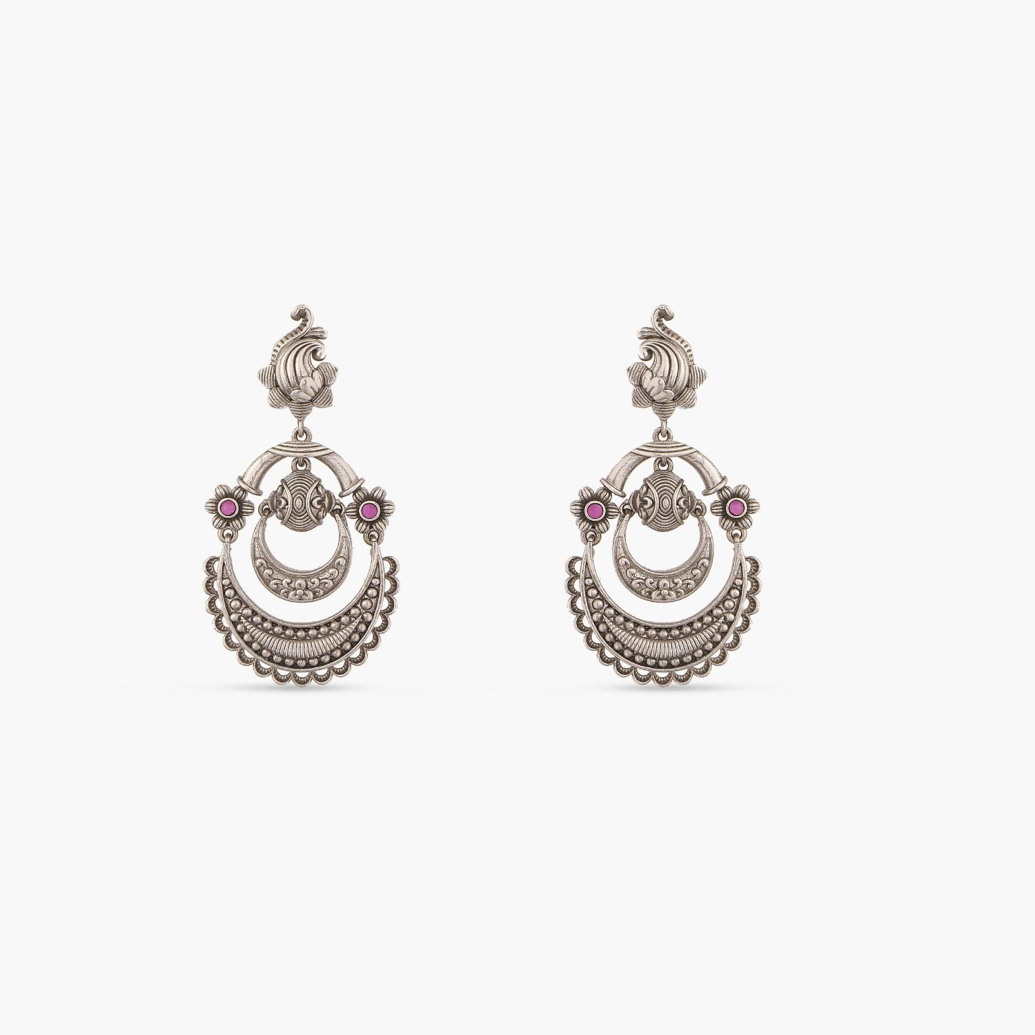 Maati Peacock Statement Antique Oxidized Chandbali Earrings