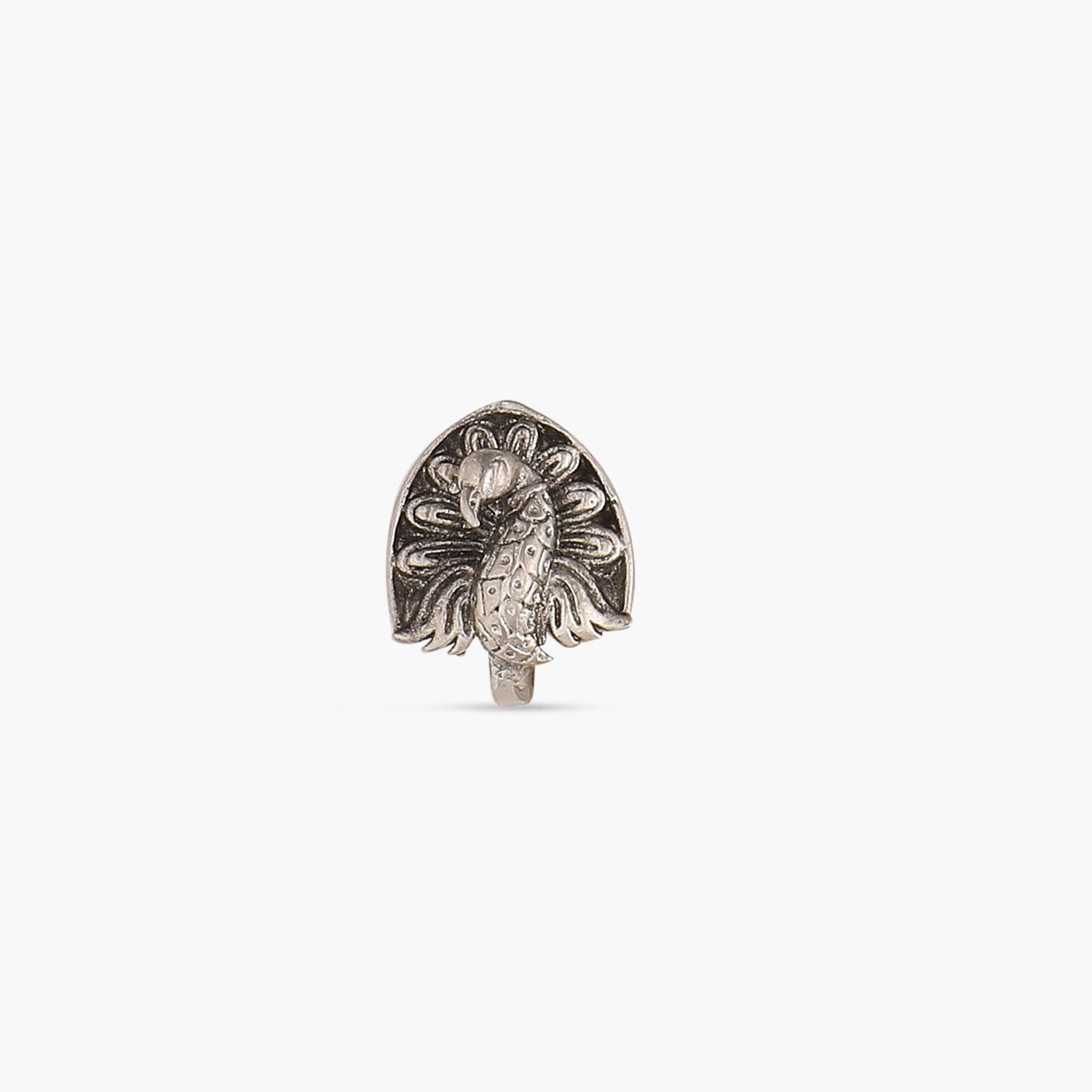 Maati Peacock Antique Oxidized Nose Pin