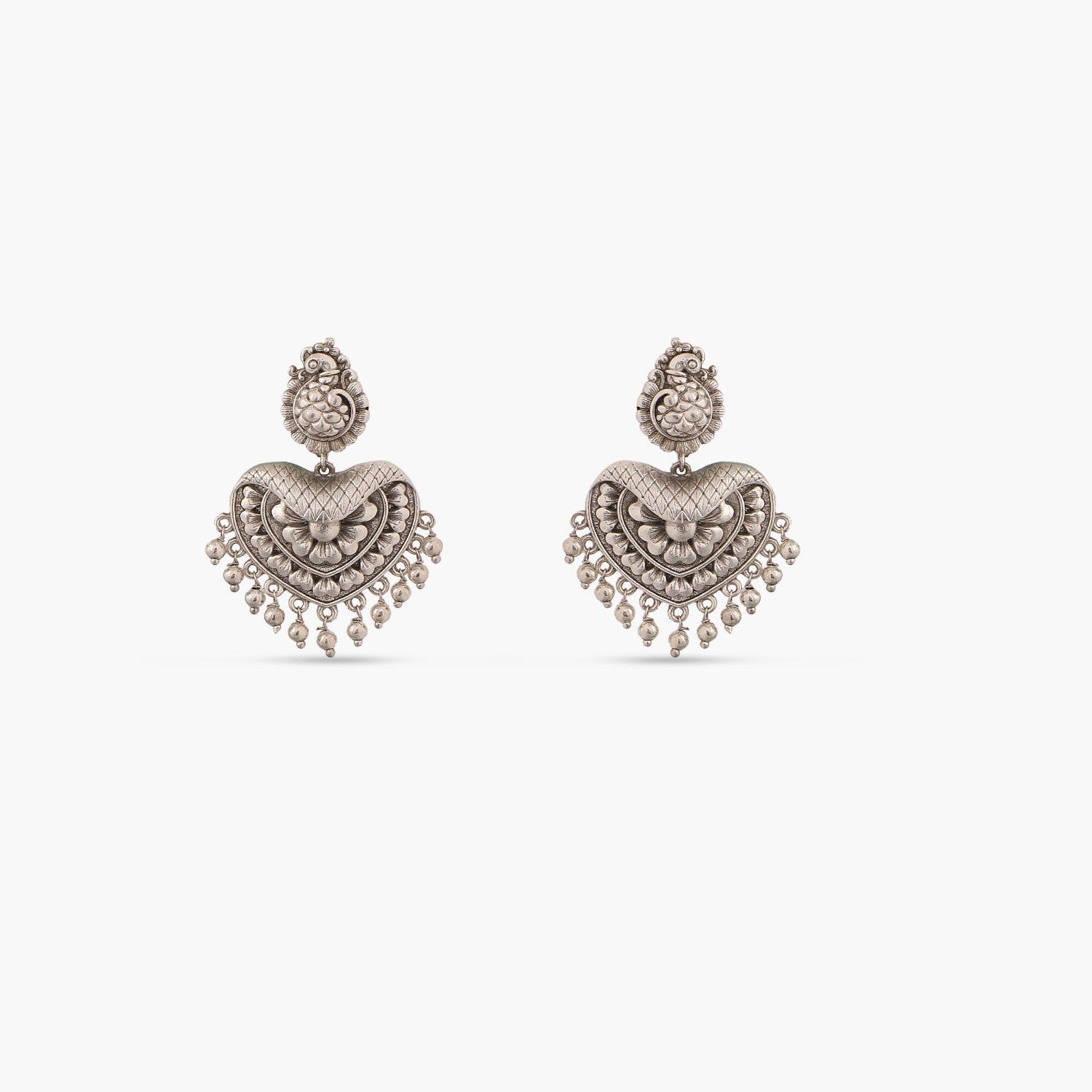 Maati Floral Antique Oxidized Chandbali Earrings