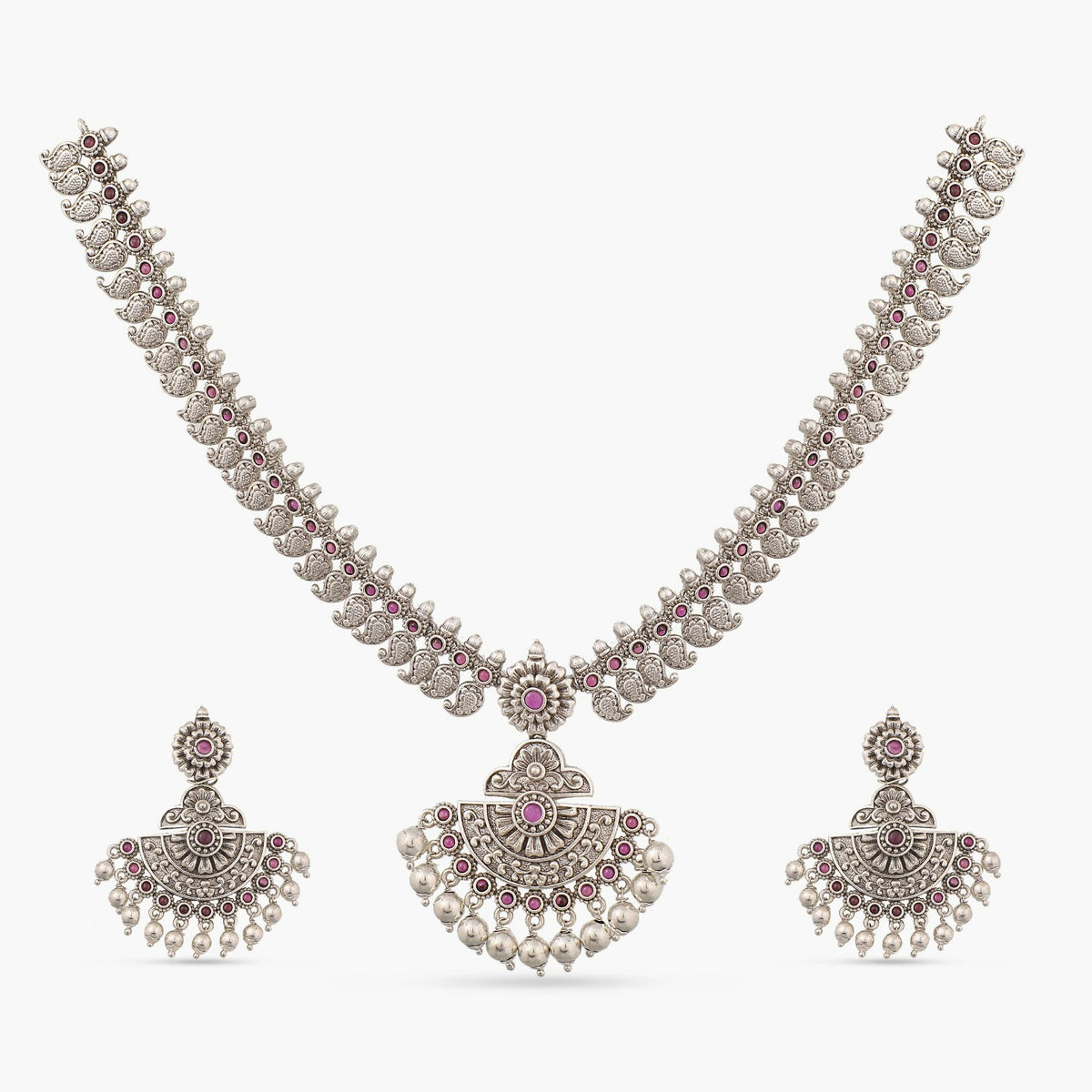 Maati Mango Motif Antique Oxidized Statement Necklace Set