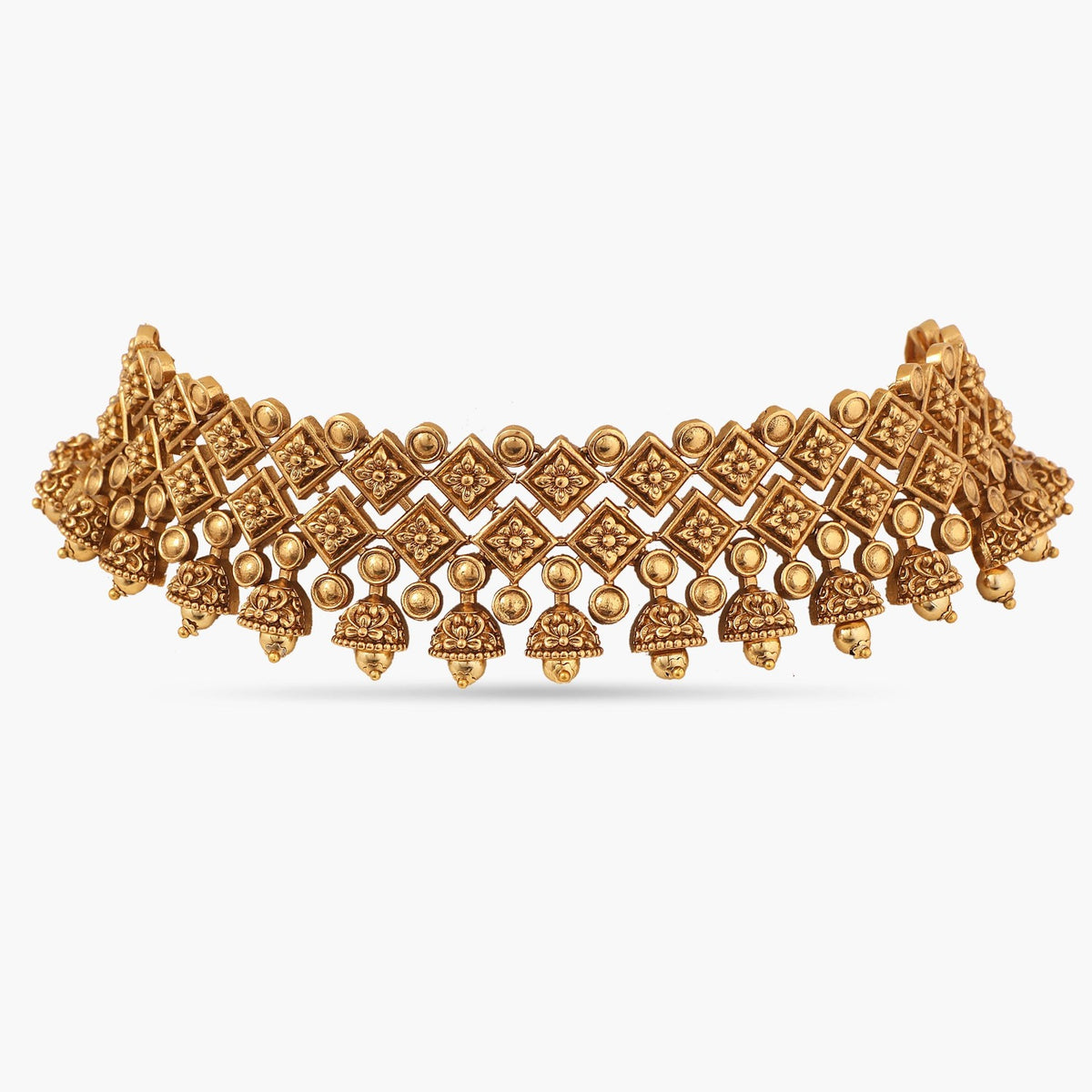 Buy Azba Statement Floral Jhumki Antique Choker from Tarinika