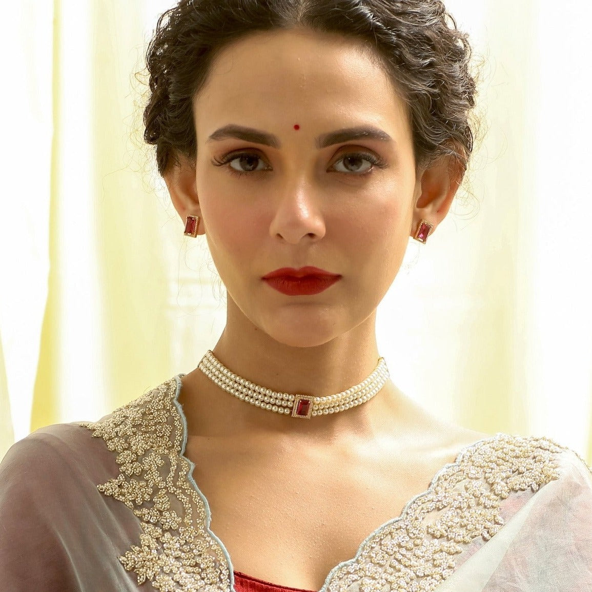 Buy Anna Nakshatra CZ Pearl Choker Set at Tarinika | Indian Jewelry