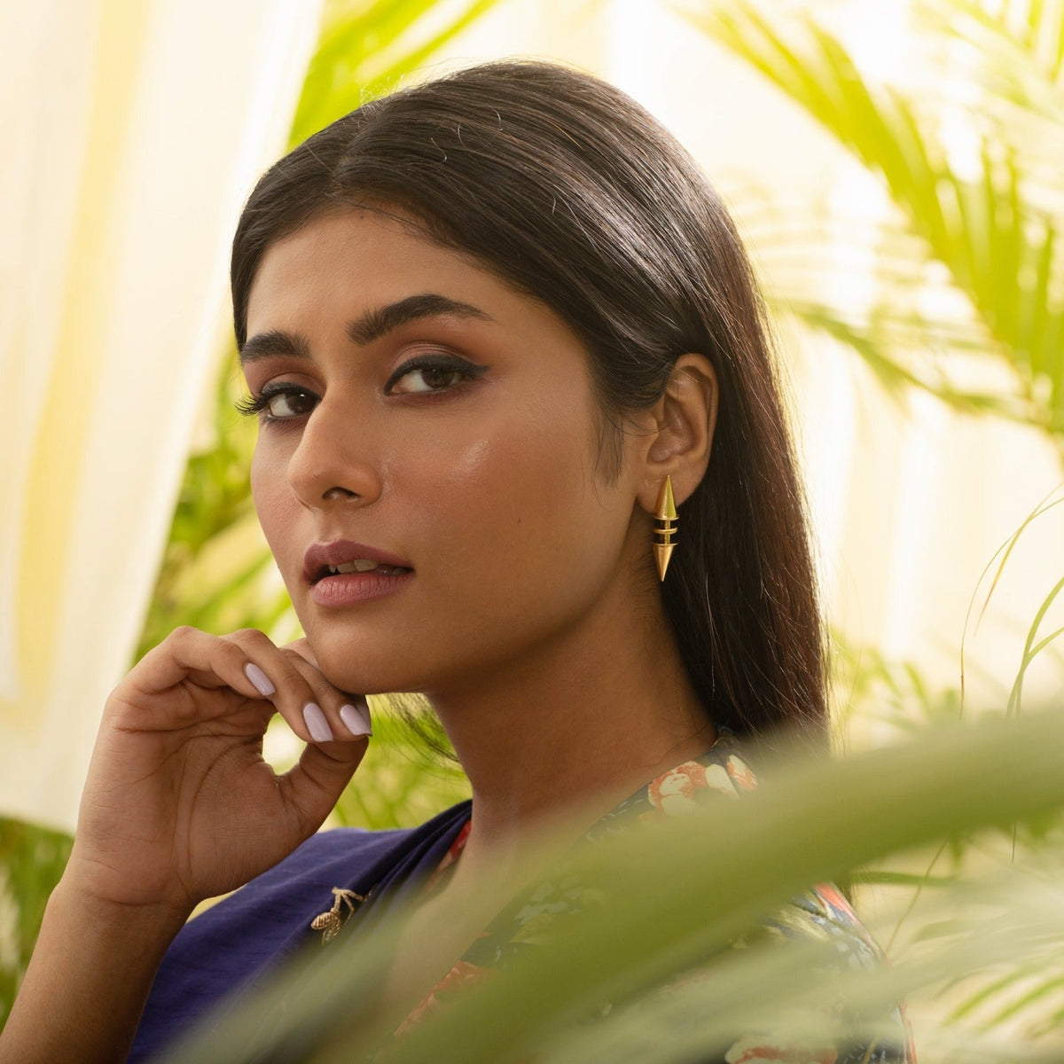 Trigono Gold Plated Tribal Earrings
